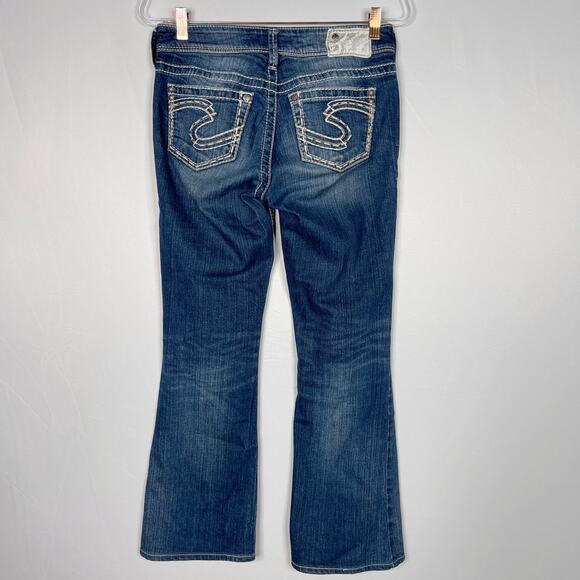 Silver Womens 27 Inseam 30 Suki Mid Rise Bootcut Jeans Medium Wash Cotton - Picture 2 of 9